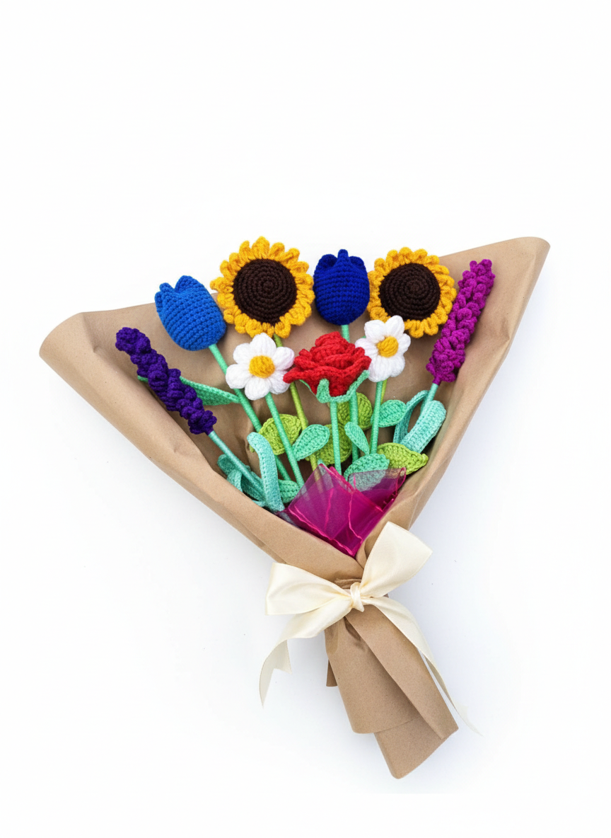 Ramo de Flores Eternas Premium: Jardín de Crochet
